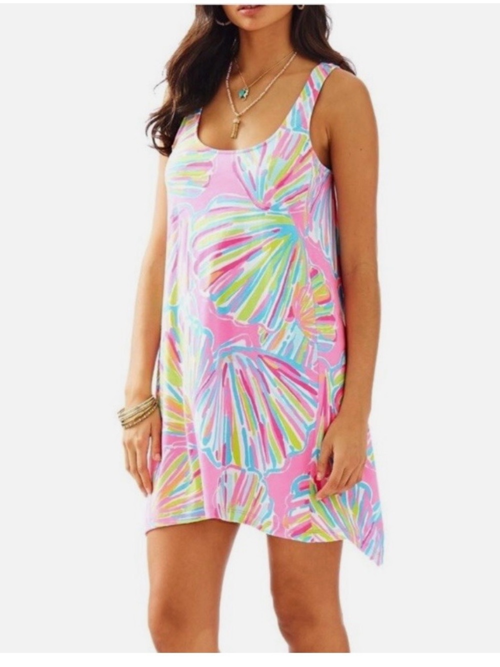 Lilly Pulitzer Pink Multicolor Shell-Print Racerback Dress